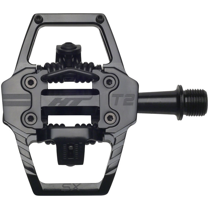 HT Components T2-SX Pedals – Dual Sided Clipless Platform Aluminum 9/16″ Stealth BLK