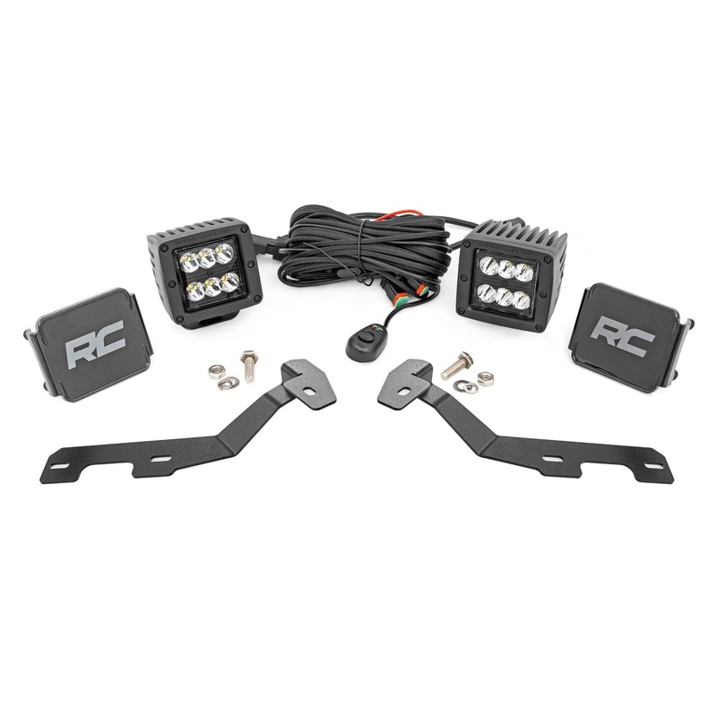 Rough Country | LED Light Kit | Ditch Mount | 2″ Black Pair | Spot | Ram 1500 2WD/4WD (19-26) | 82290