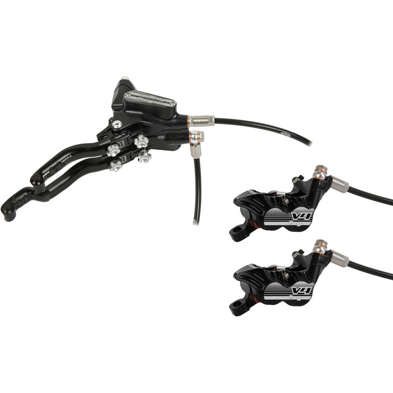 Hope Tech 3 V4 Duo Disc Brake and Lever – Right Hand, Front and Rear, Hydraulic, Post Mount, Black