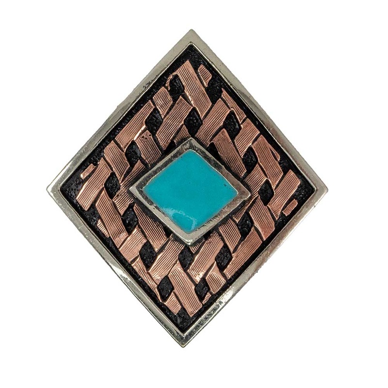 Copper Basketweave with Turquoise Stone Concho