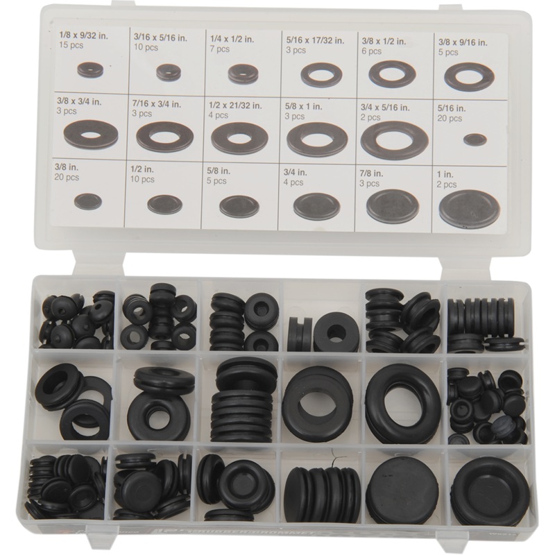 Performance Tool W5214 Grommet Assortment – 125-Piece Rubber Grommet Set