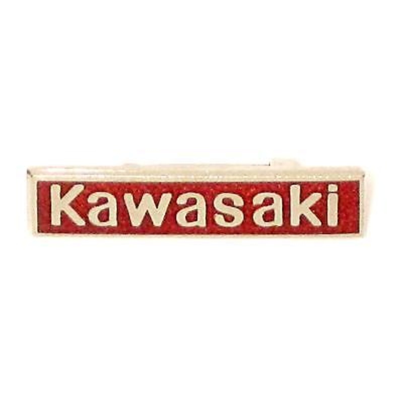 Kawasaki lapel pin Made in England classic vintage motorcycle red & chrome
