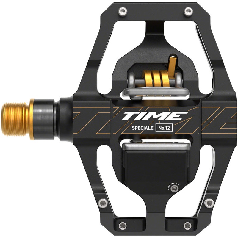 Time Speciale 12 Pedals – Dual Sided Clipless with Platform, Aluminum, 9/16″, Black/Gold, Large, B1
