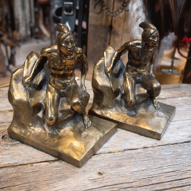Vintage Bronze Indian Scout Bookends