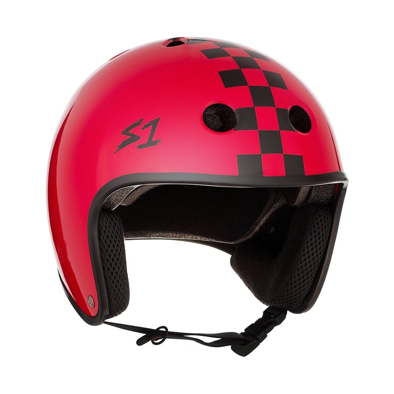 S1 Retro Lifer Helmet – Red Gloss W Checkers