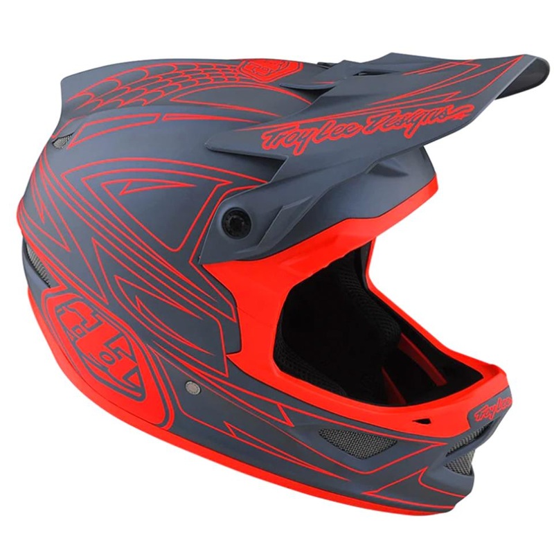 Troy Lee D3 Fiberlite Race Helmet – SpiderStripe Grey/Red