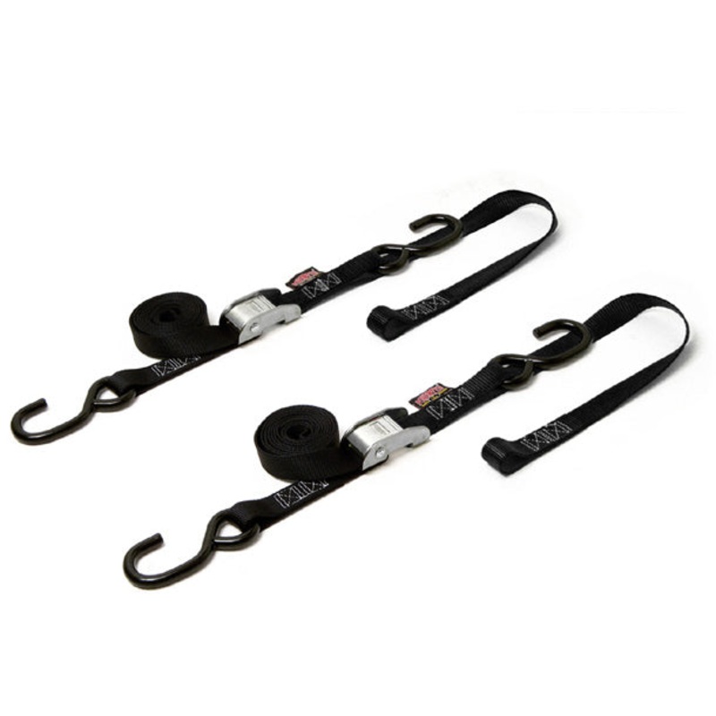 Tie Down Cam S Hook Soft Tye 1″X6′ Black/Black Pair