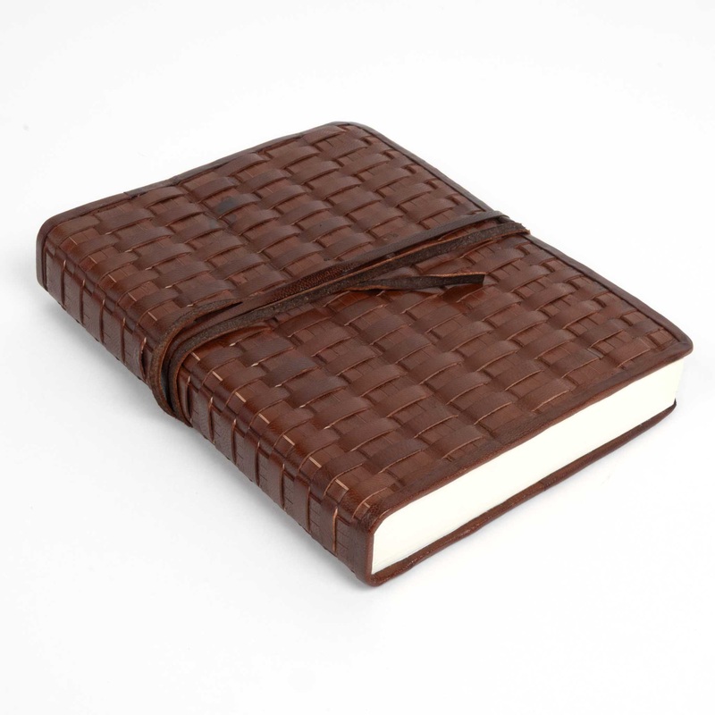 Small Basketweave Leather Journal – Large