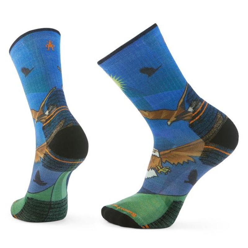 Unisex Hike Eagle Print Crew Socks Laguna Blue Laguna Blue