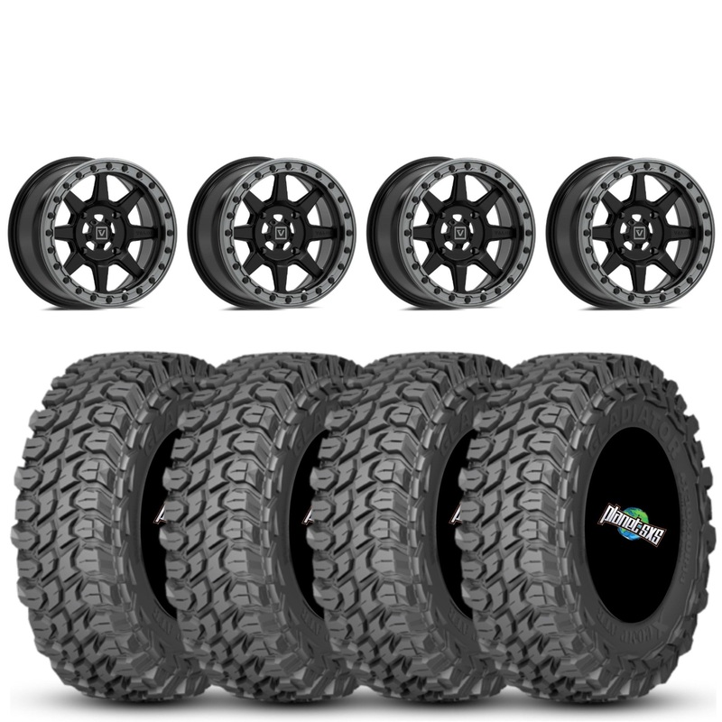 Valor V13 Beadlock 15×7 Satin Black 4+3 4/137 on Gladiator X Comp 10 Ply 35×10-15