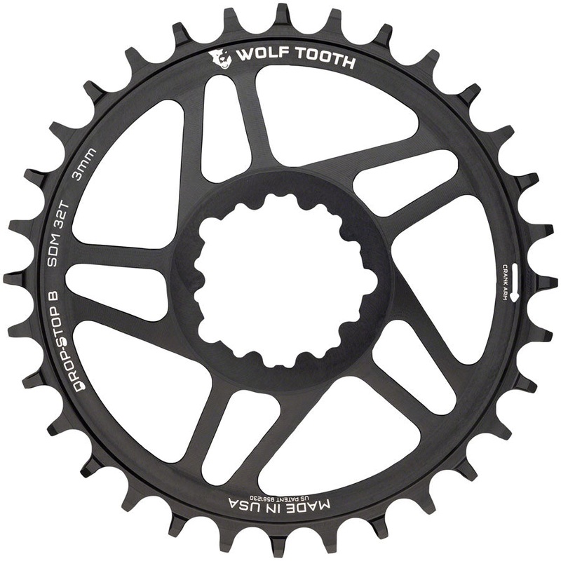 Wolf Tooth Direct Mount Chainring – 30t, SRAM Direct Mount, Drop-Stop B, For SRAM 3-Bolt Boost Cranks, 3mm Offset, Black