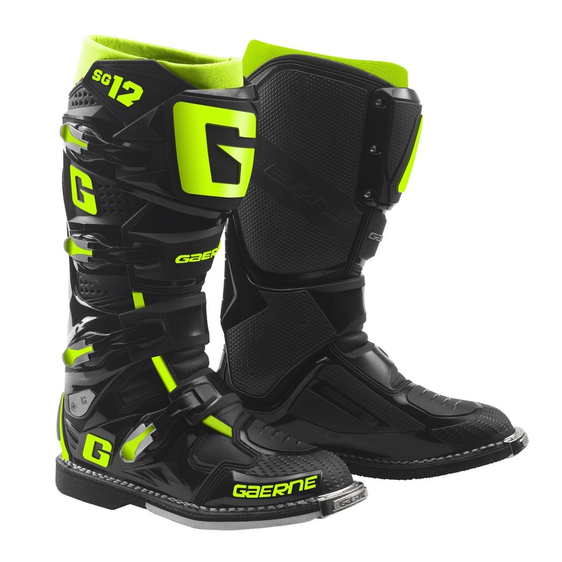 GAERNE SG-12 Boots Black/Yellow Fluo Size 10 – Premium Motorcycle Footwear