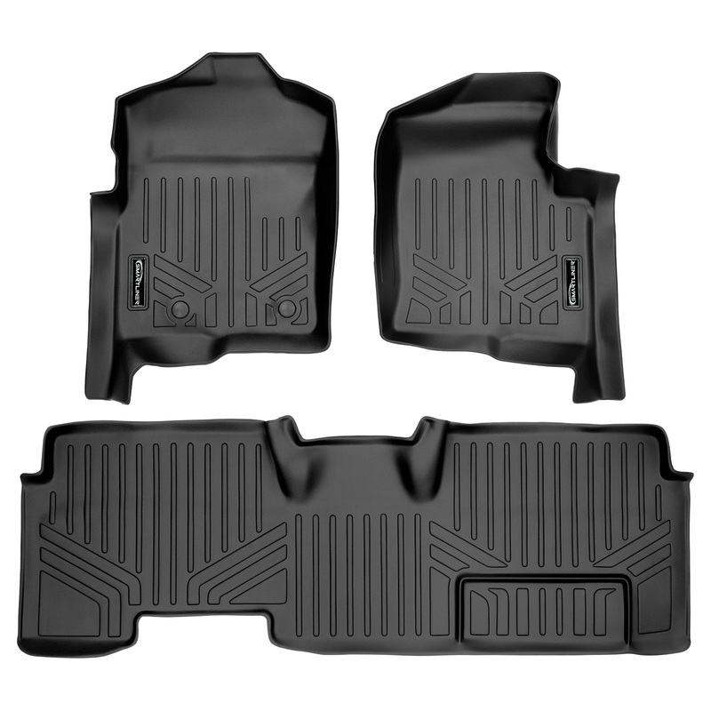 SMARTLINER Custom Fit Floor Liners For 2011-2014 Ford F-150 SuperCab with Flow Center Console Black
