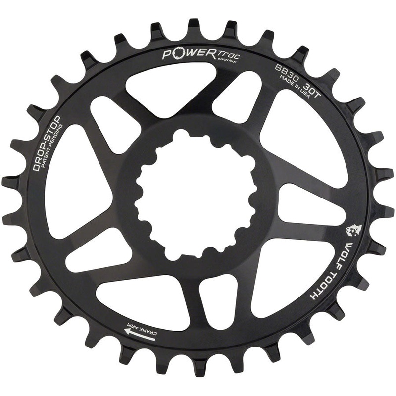 Wolf Tooth Elliptical Direct Mount Chainring – 30t SRAM Direct Mount Drop-Stop A For SRAM BB30 Short Spindle Cranks 0mm Offset BLK