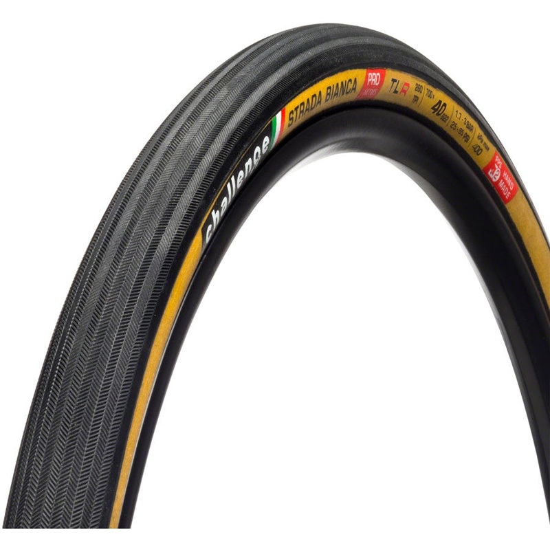 Strada Bianca Pro Gravel, Road Bike Tire – 700 x 40, Tubeless, Black/Tan, Handmade