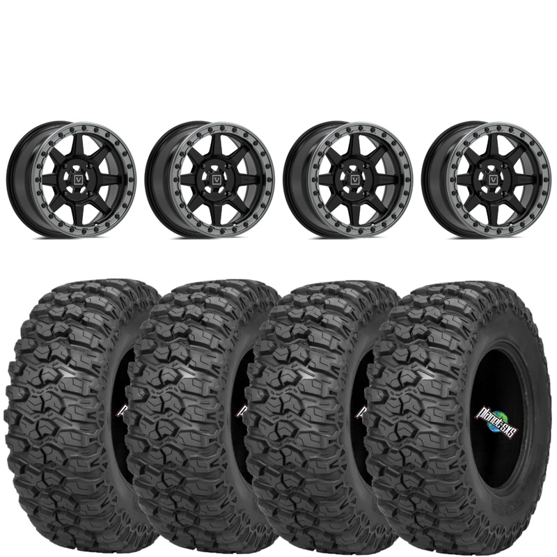 Valor Offroad V13 4/137 4+3 Satin Black beadlocks mounted on Sedona Trail Saw 2.0