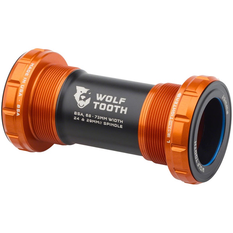 Wolf Tooth Bottom Bracket – English (BSA) 68/73mm For 29mm Spindle Orange