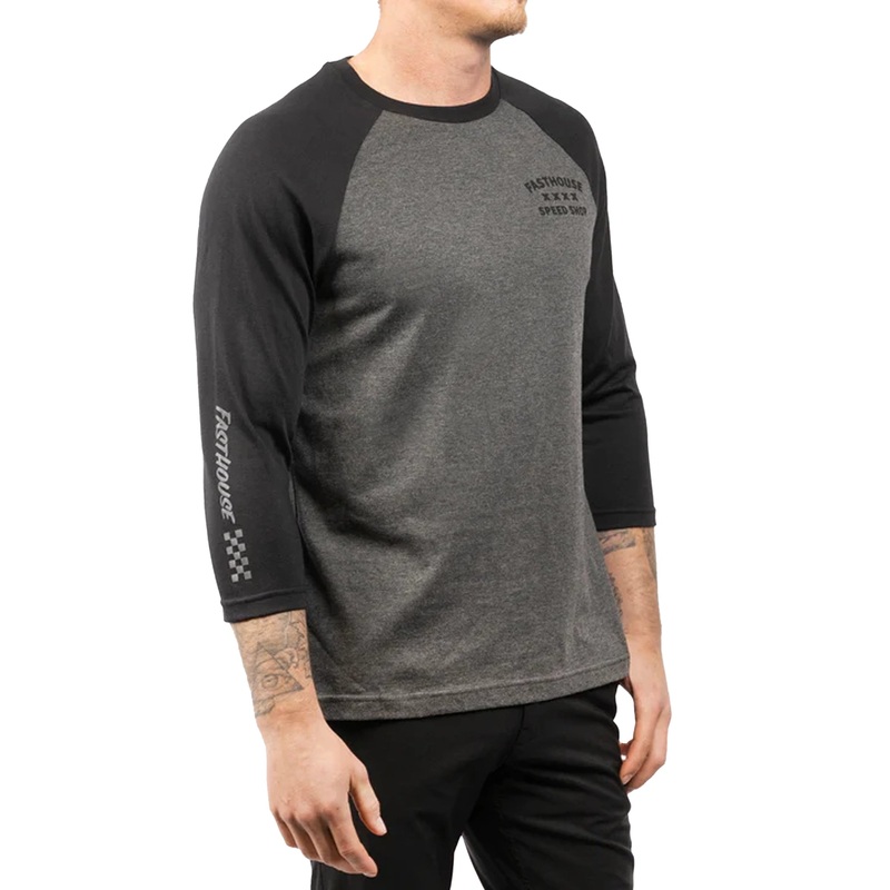 Fasthouse Swift Raglan Tech Tee – S – Black – Heather Grey
