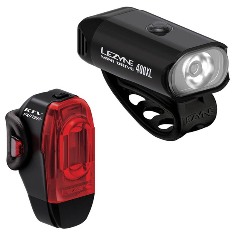 Lezyne Mini Drive 400Xl / Ktv Drive Pro+ Light Set – Front & Rear – 400 – Black