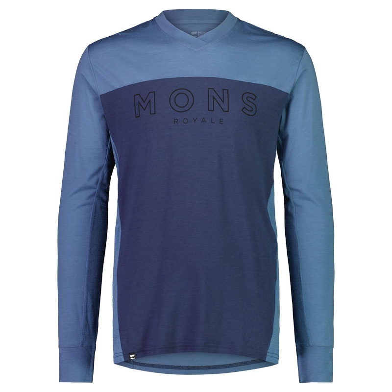 Mons Royale Men’s Long Sleeve Redwood Enduro VLS Jersey – XL – Blue Slate – Midnight