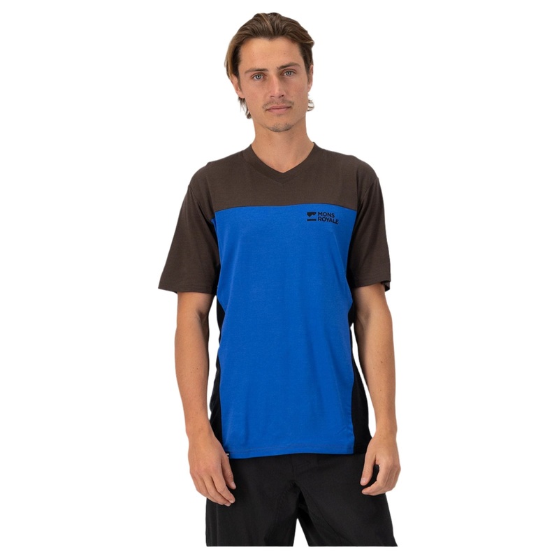 Mons Royale Redwood Enduro VT Short Sleeve Men’s Jersey – XL – Cedar – Cobalt – Black