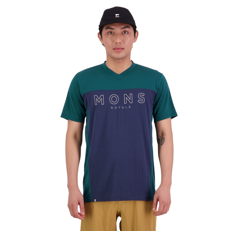Mons Royale Redwood Enduro VT Short Sleeve Men’s Jersey – L – Evergreen – Midnight