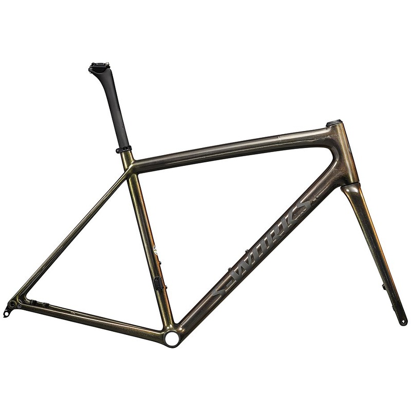 Specialized Aethos S-Works Frameset Gloss Carbon + Magenta-Gold Edge Fade + All Over Gold Pearl 25% / Satin Metallic Obsidian 49
