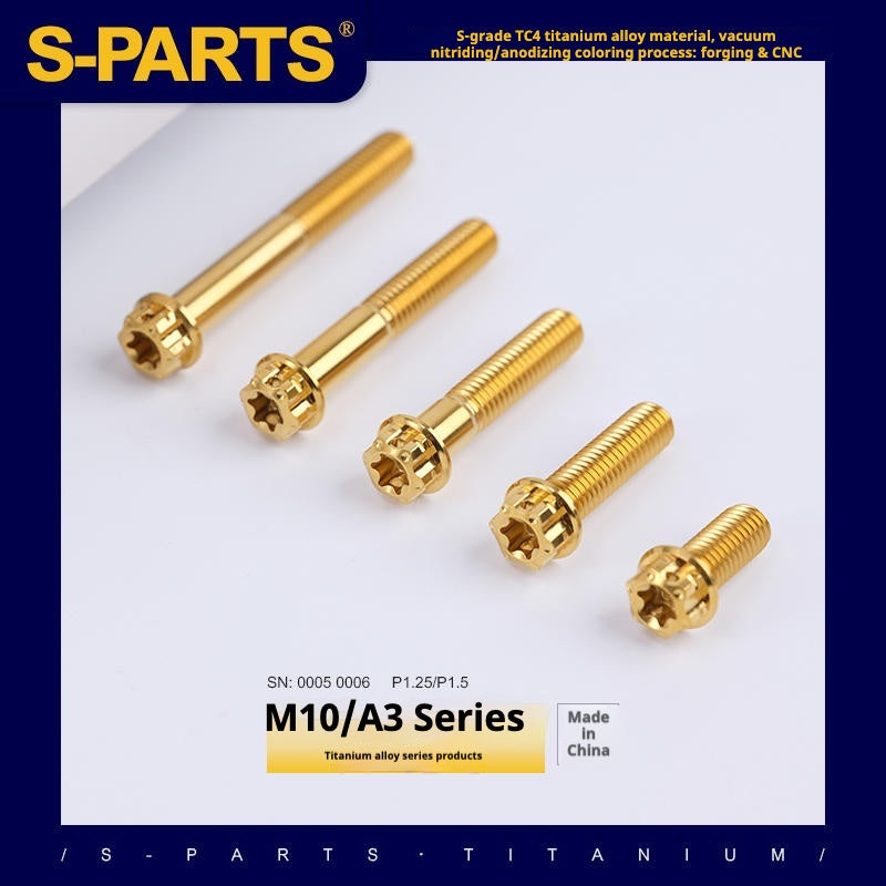SPARTS Golden A3 Series M10 L12-120mm Titanium Screws Motorcycle Auto