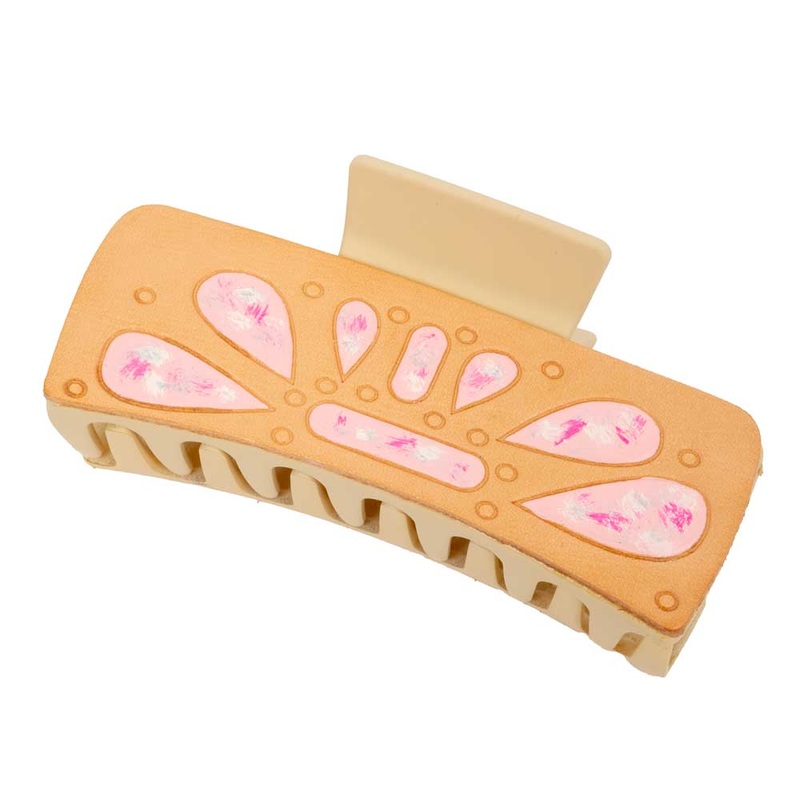 McIntire Saddlery Hair Clip – Stone/ Baby Pink Squash