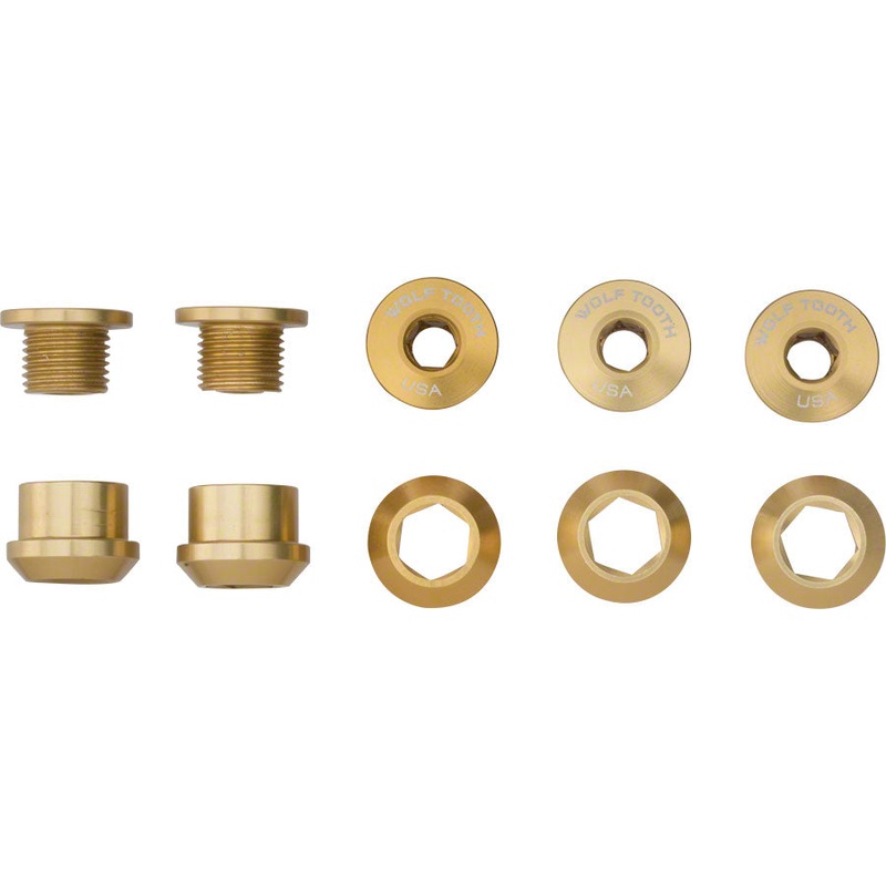 Wolf Tooth 1x Chainring Bolt Set – 6mm Dual Hex Fittings Set/5 Gold