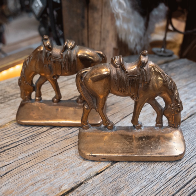 Vintage Bronze Finish Horses Bookends