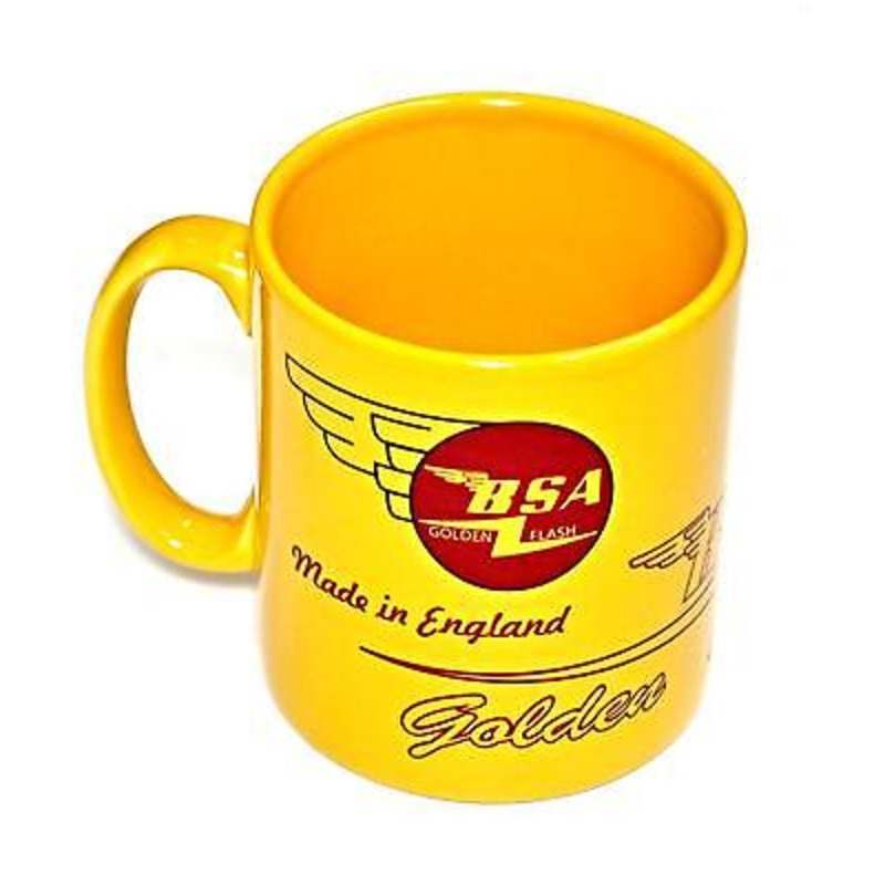 BSA Mug 10oz coffee cup ceramic motorcycle logo Golden Flash UK Made NEW