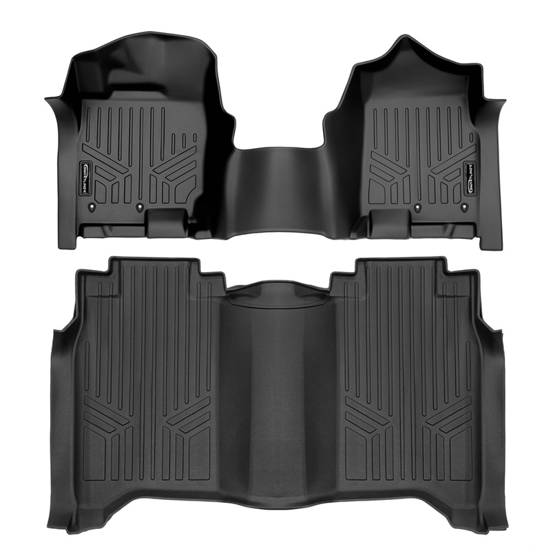 SMARTLINER Custom Fit Floor Liners For 2017-2024 Nissan Titan XD Crew Cab with 1st Row Bench Seat No Underseat ToolBox Black