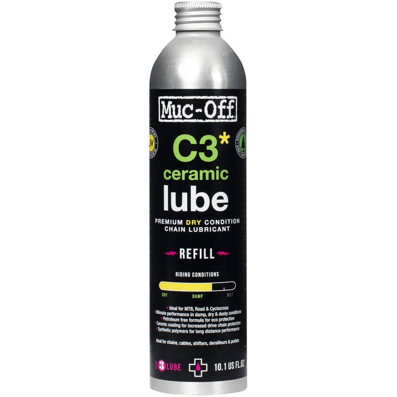 Muc-Off C3 Dry Ceramic Bike Chain Lube – 300ml, Aluminum Refill Bottle