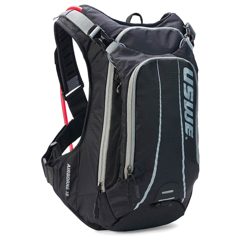 USWE Airborne-15 Hydration Pack – Black – Grey – 15L Pack – 2.5L Bladder