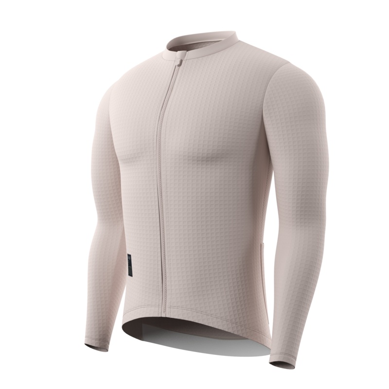 New Checkered Long-Sleeve Cycling Jersey CL1228-Beige