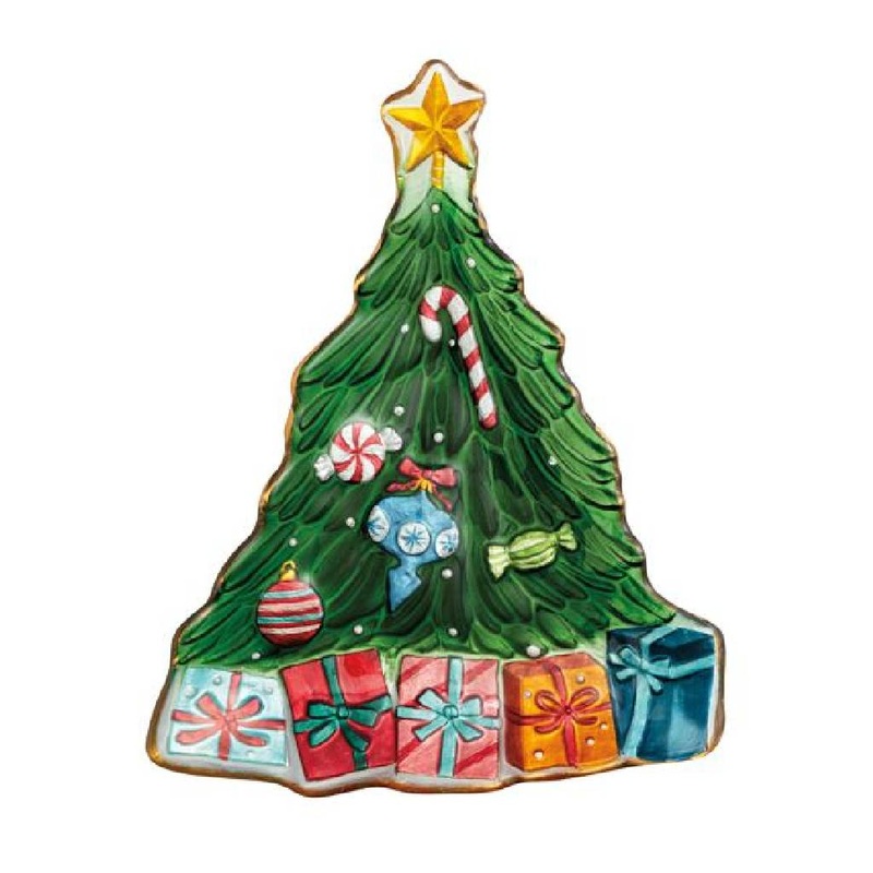 Mud Pie Christmas Tree Glass Platter