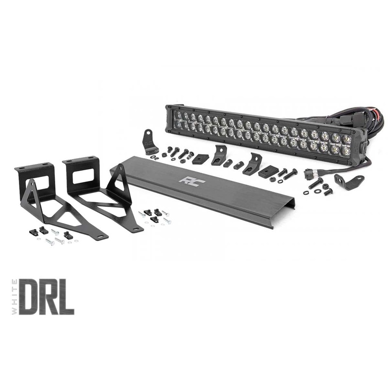 Rough Country | LED Light Kit | Bumper Mount | 20″ Black Dual Row | White DRL | Ford F-250/F-350 Super Duty (05-07) | 70665DRL