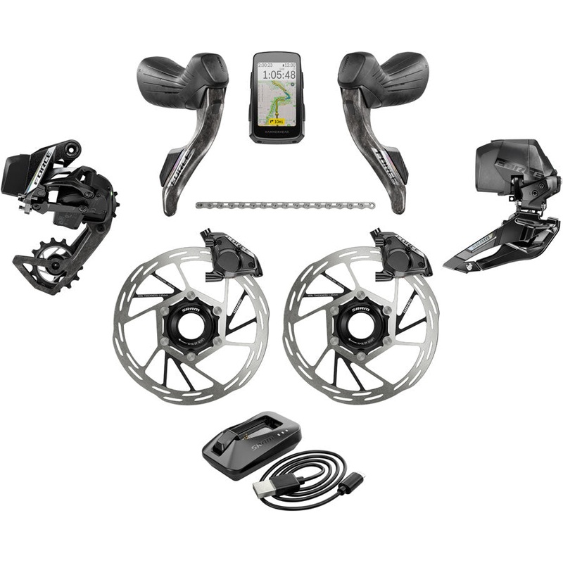SRAM Force eTap AXS Road Groupset – 2×12-Speed, HRD Shift/Brake Levers, FM Calipers, Rotors, Chain, F/R Derailleurs,