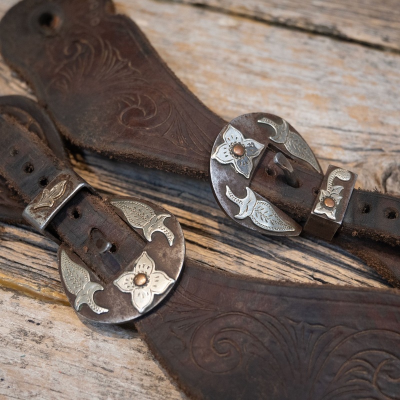 Alward Handmade Tooled Spur Straps w/Buckles