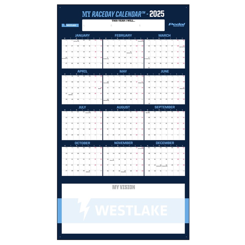 Westlake 2025 GIANT MY RACEDAY CALENDAR