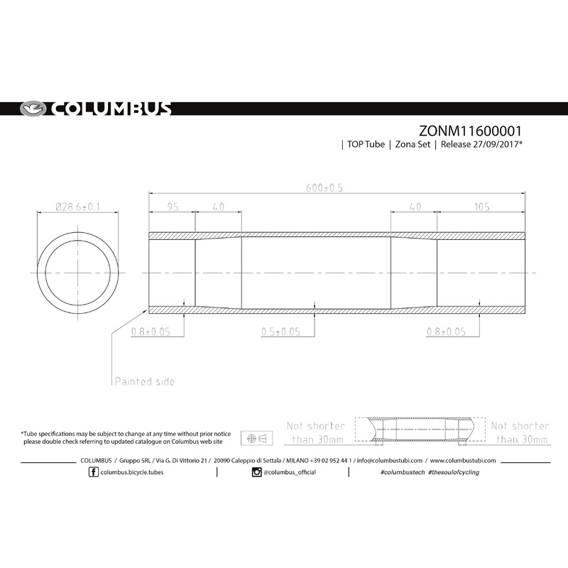 Columbus Zona top tube – 28.6 dia. – .8/.5/.8 – length = 600