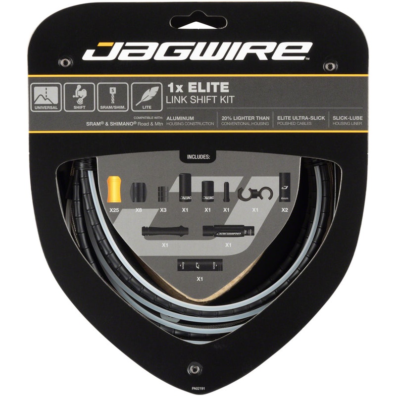 Jagwire 1x Elite Link Shift Cable Kit SRAM/Shimano with Polished Ultra-Slick Cable, Black