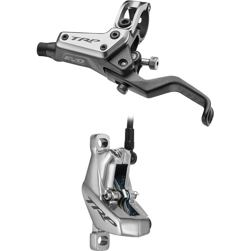 TRP EVO Pro HD-M9040 Disc Brake Lever – Left/Front Rear 1900mm Hose Post Mount 4-Piston Gray