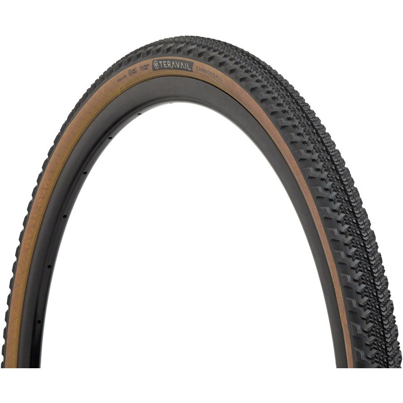 Teravail Cannonball Tire – 700 x 42 – Tubeless, Folding, Tan, Durable, Fast Compound