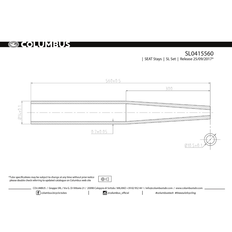 Columbus SL seat stays – 14 OD – .7 wall – length = 560