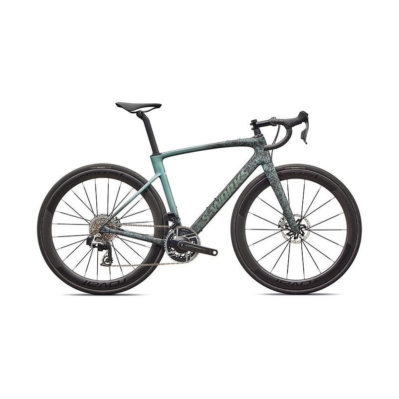 2026 Specialized Roubaix S-Works Axs Bike Satin Carbon/Fjord Metallic Dust Dry Impasto + Fade/Gloss Premium Fjord Metallic 58