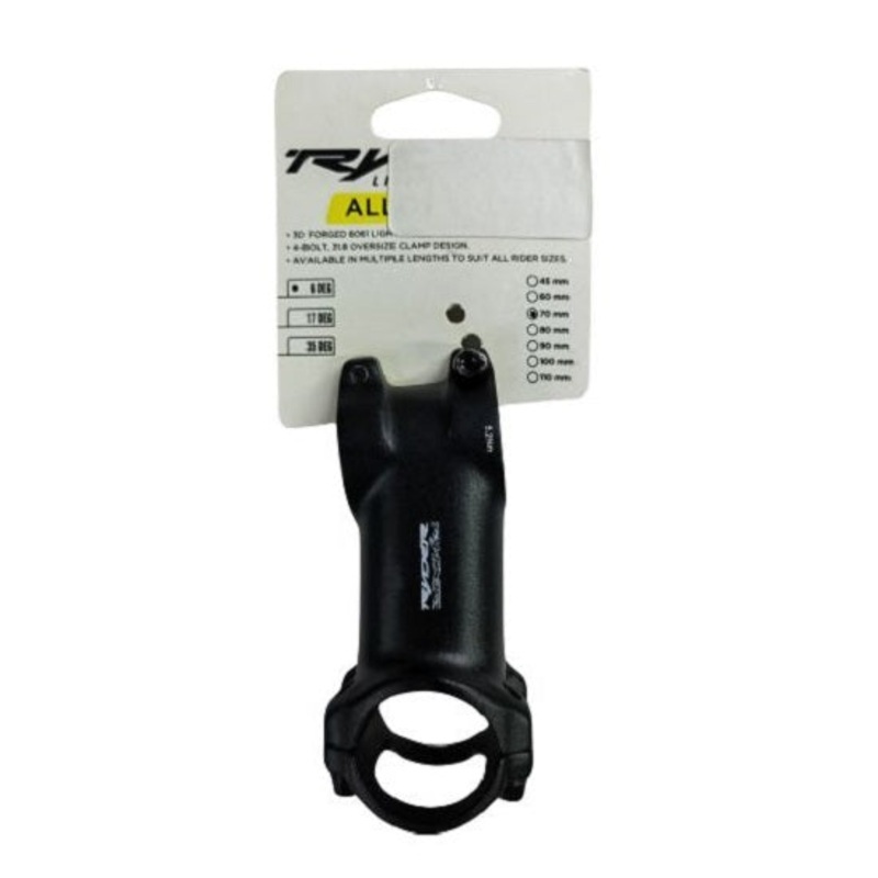 Stem Handlebar 70mm Ext 4 Bolt 6 Degree Black