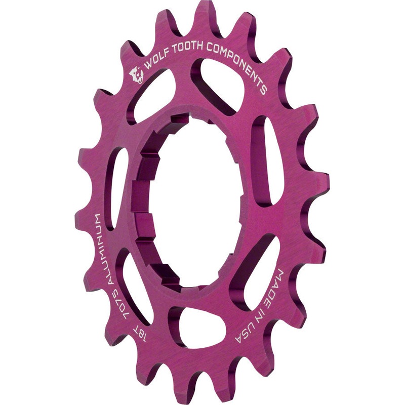 Wolf Tooth Single Speed Aluminum Cog: 18T, Compatible with 3/32″ Chains, Purple