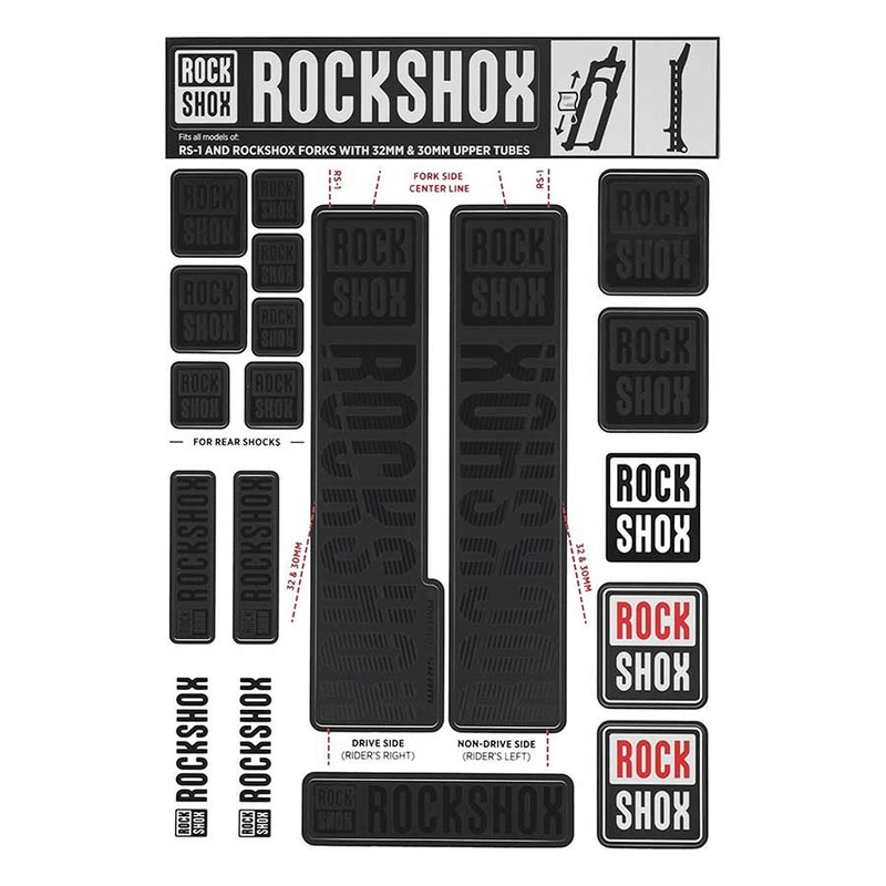 RockShox Fork Decal Kit – 30/32mm/RS1 Stealth Black